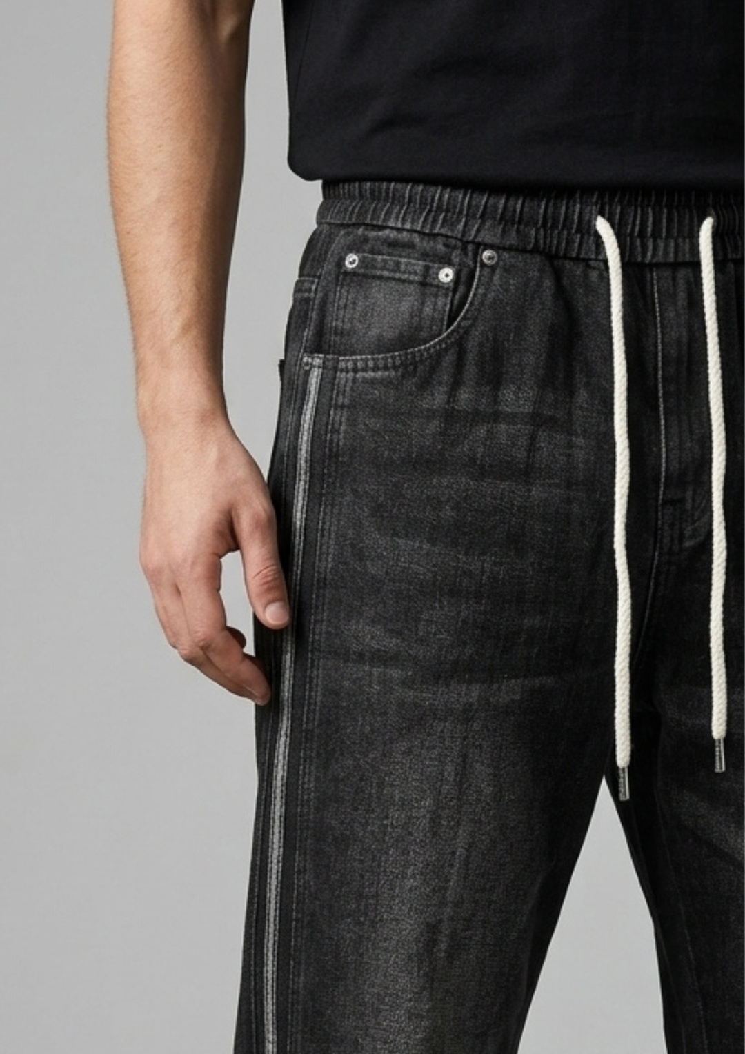 Urban Style Side Stripes Baggy Denim Joggers