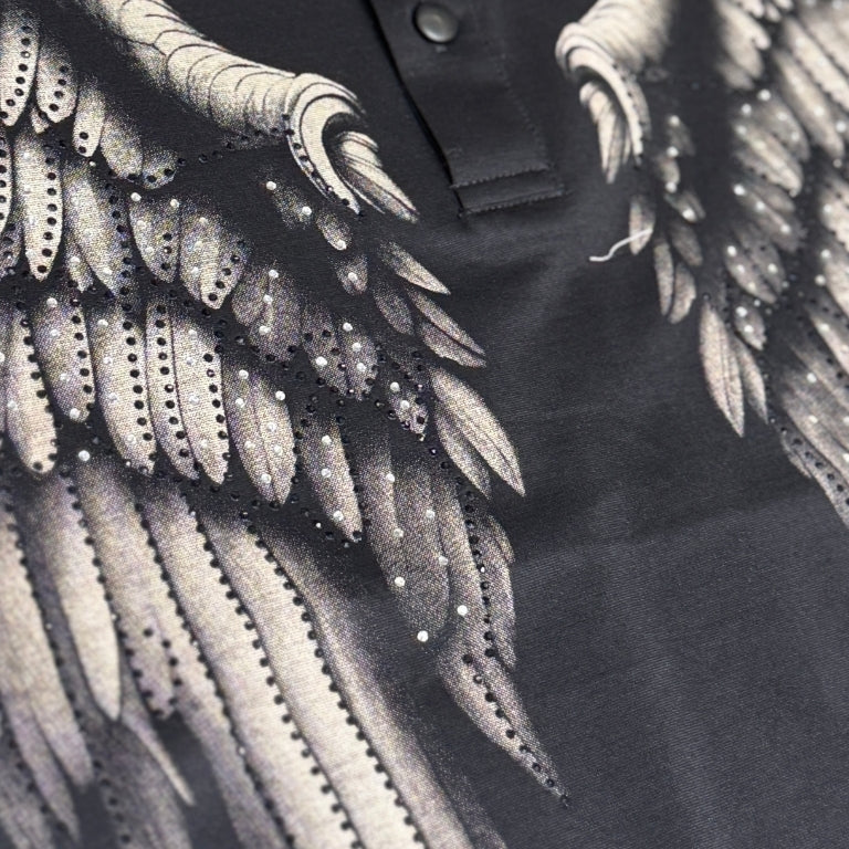 Premium 100% Cotton Men’s Premium Angel Wing Rhinestone Graphic White Cotton T-Shirt – Regular Fit