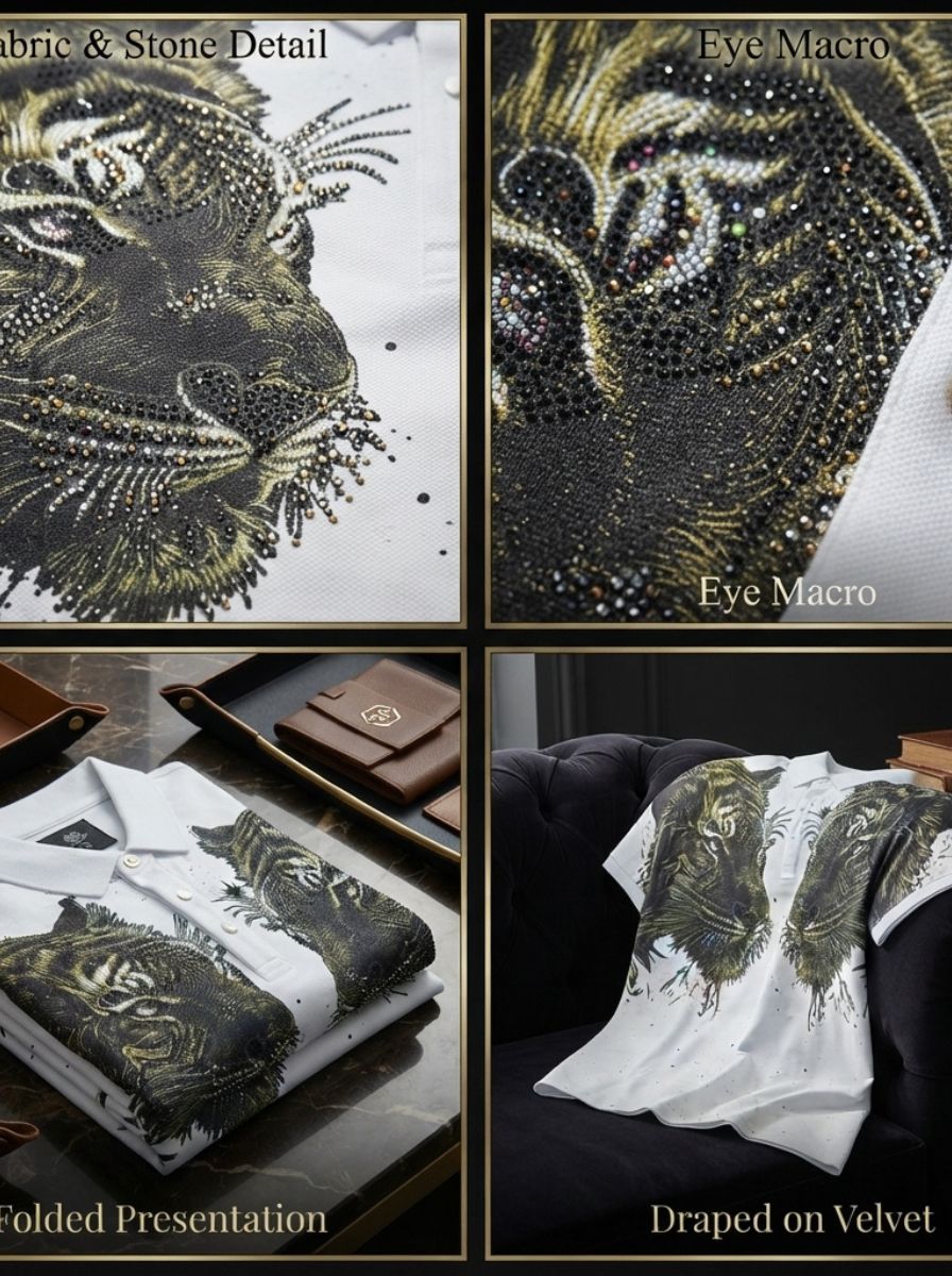 Twin Tiger Swarovski Polo T-Shirt