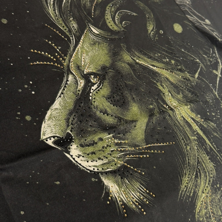 Black Premium 100% Cotton Animal Siroski T-Shirt For Men