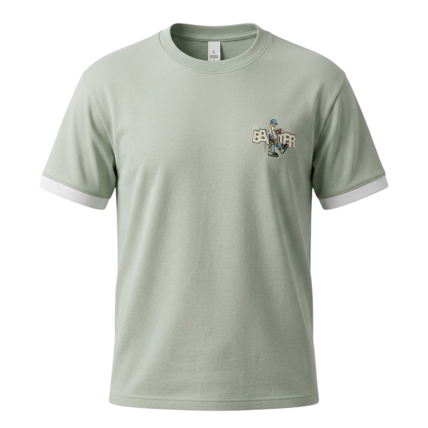 2626 "BANTER" Urban Character Oversized Streetwear Tee Men's  Oversized Graphic T-Shirt with White Layered Sleeves