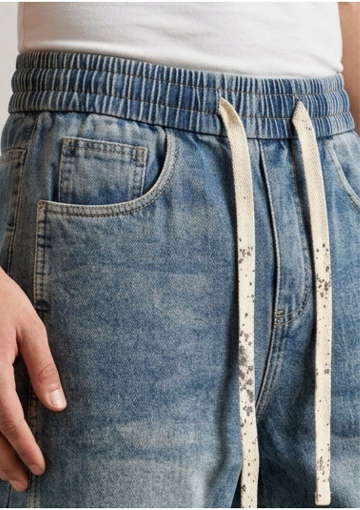 Relaxed Fit Denim with Unique Drawstring