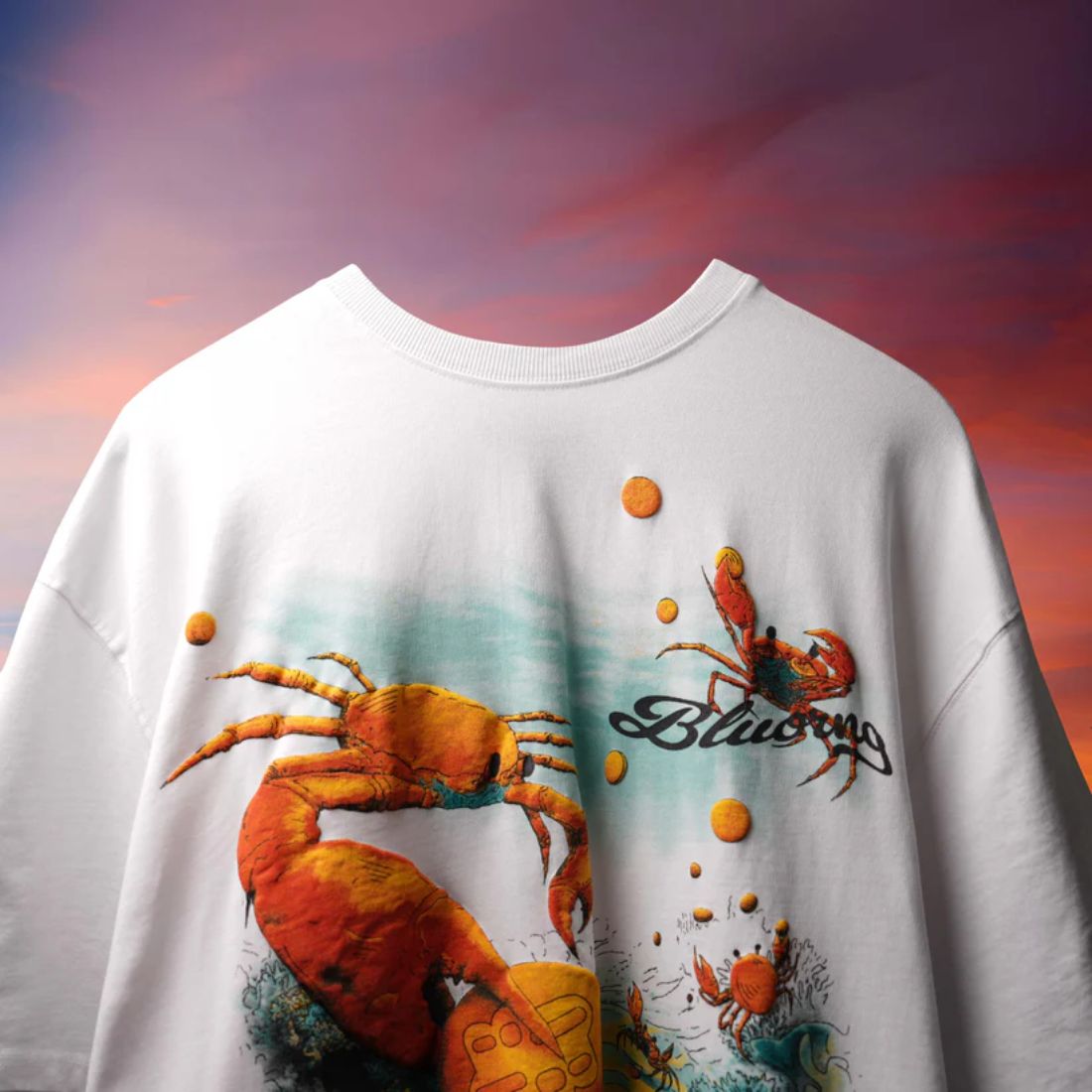 Deep Sea" 3D Textured Graphic Tee - Off-White Premium Cotton T-Shirt