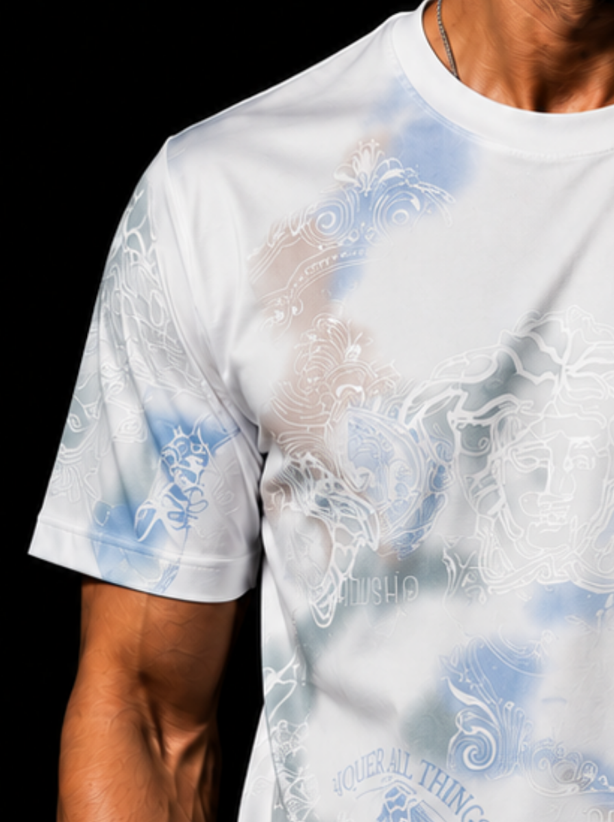 Medusa Embroidery Pastel Tie-Dye T-Shirt