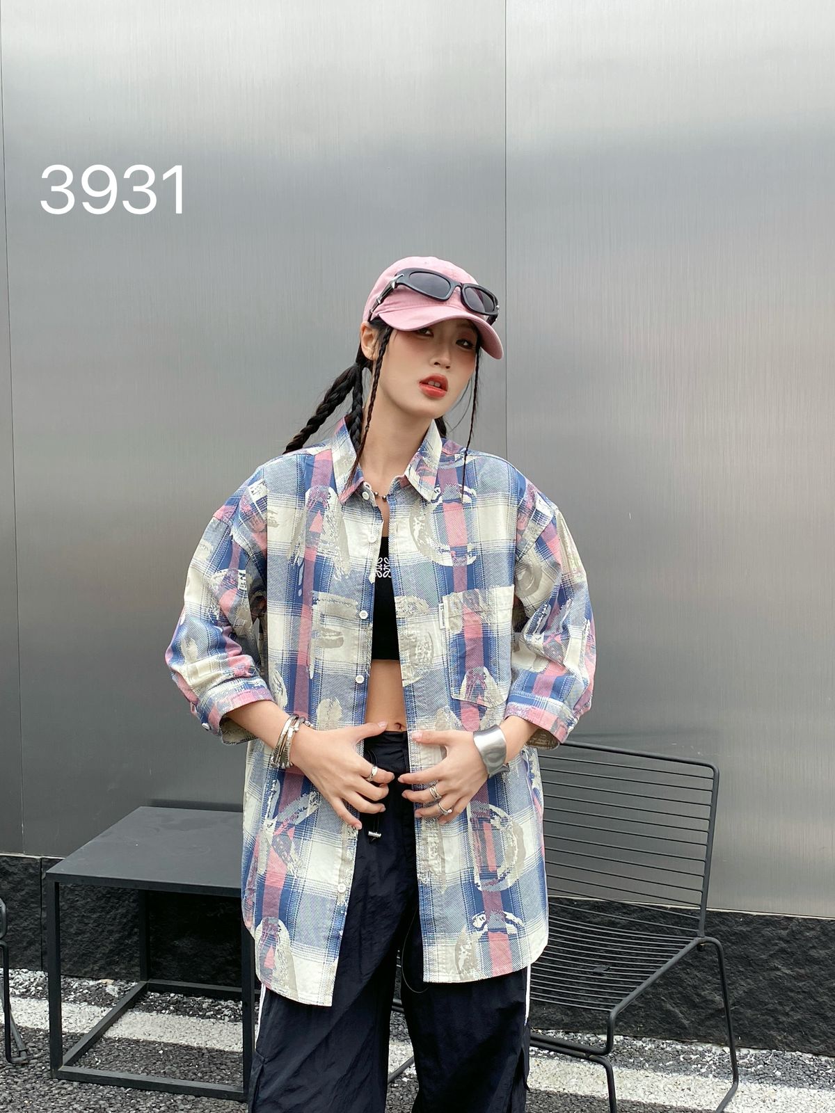 Men's Abstract Geometric Triangle Print Casual Shirt Monochrome Watercolor Line-Art Short Sleeve Shirt