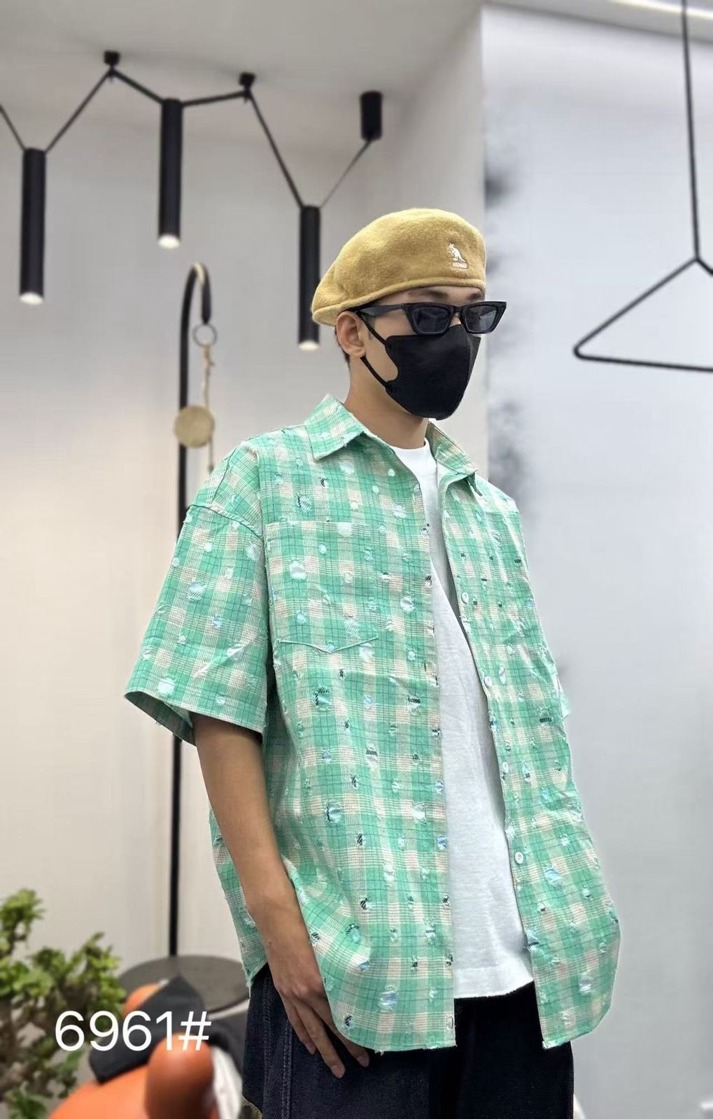 6958_Men’s Oversized Check Half Sleeve Rugged Casual Shirt for Boys & Men | Streetwear Fashion Shirt