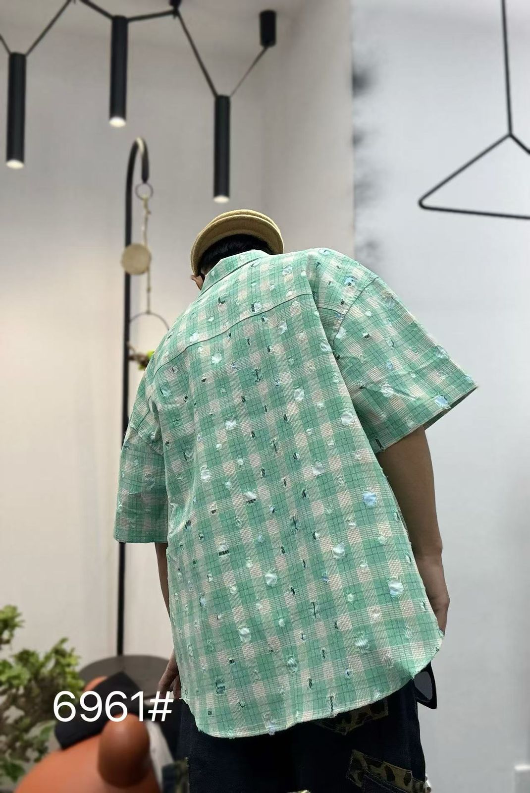 6958_Men’s Oversized Check Half Sleeve Rugged Casual Shirt for Boys & Men | Streetwear Fashion Shirt