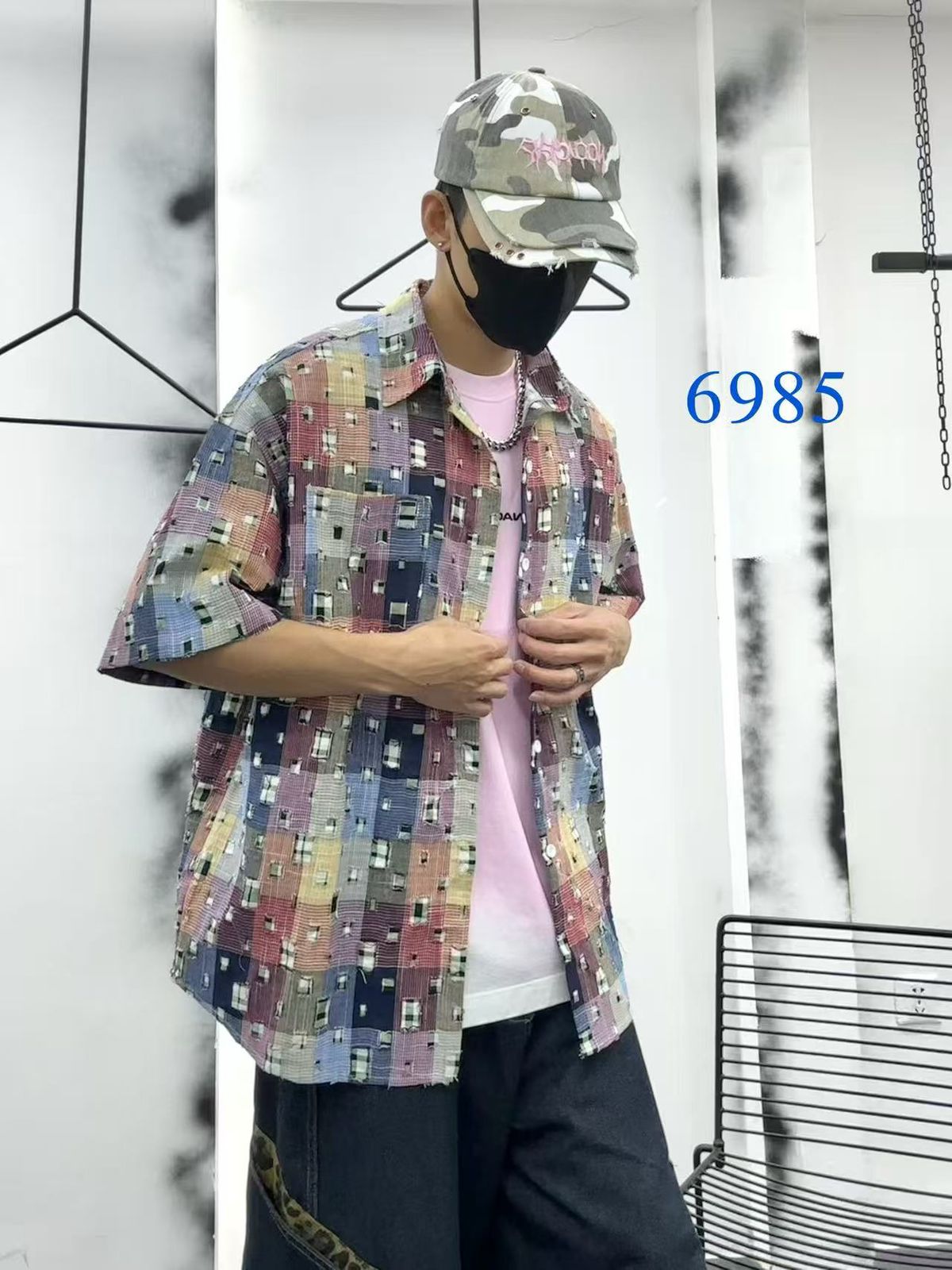 6958_Men’s Oversized Check Half Sleeve Rugged Casual Shirt for Boys & Men | Streetwear Fashion Shirt