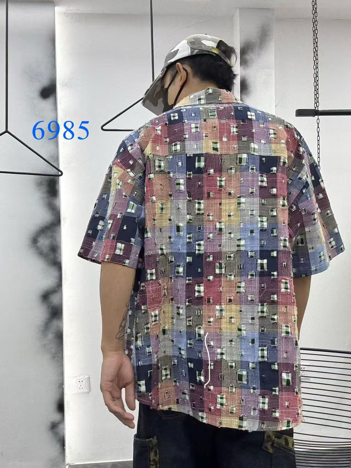 6958_Men’s Oversized Check Half Sleeve Rugged Casual Shirt for Boys & Men | Streetwear Fashion Shirt