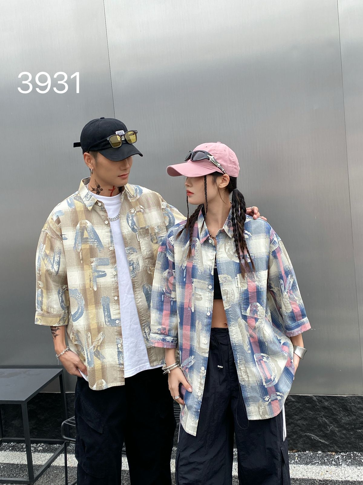 Men's Abstract Geometric Triangle Print Casual Shirt Monochrome Watercolor Line-Art Short Sleeve Shirt