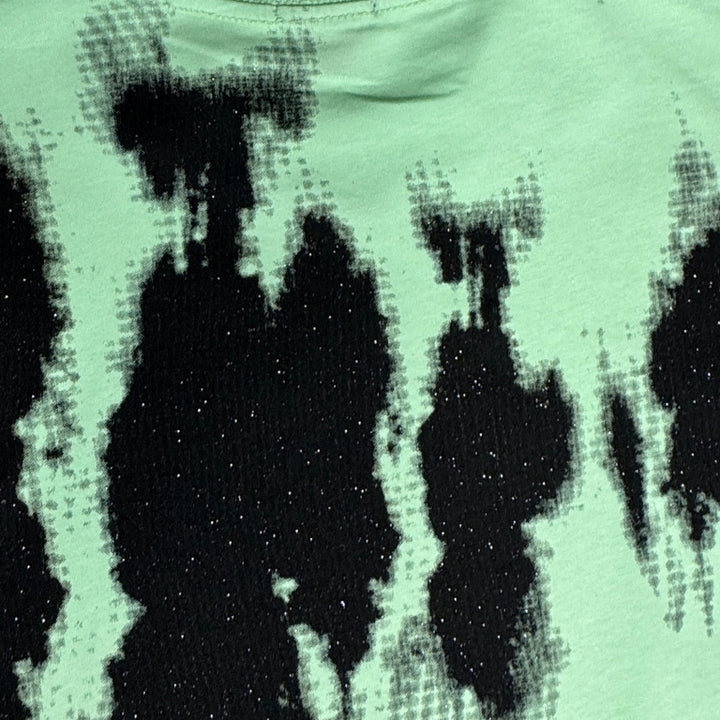 Mint Green &amp; Black Graphic Tee -Round Neck, Half Sleeve Cotton T-shirt