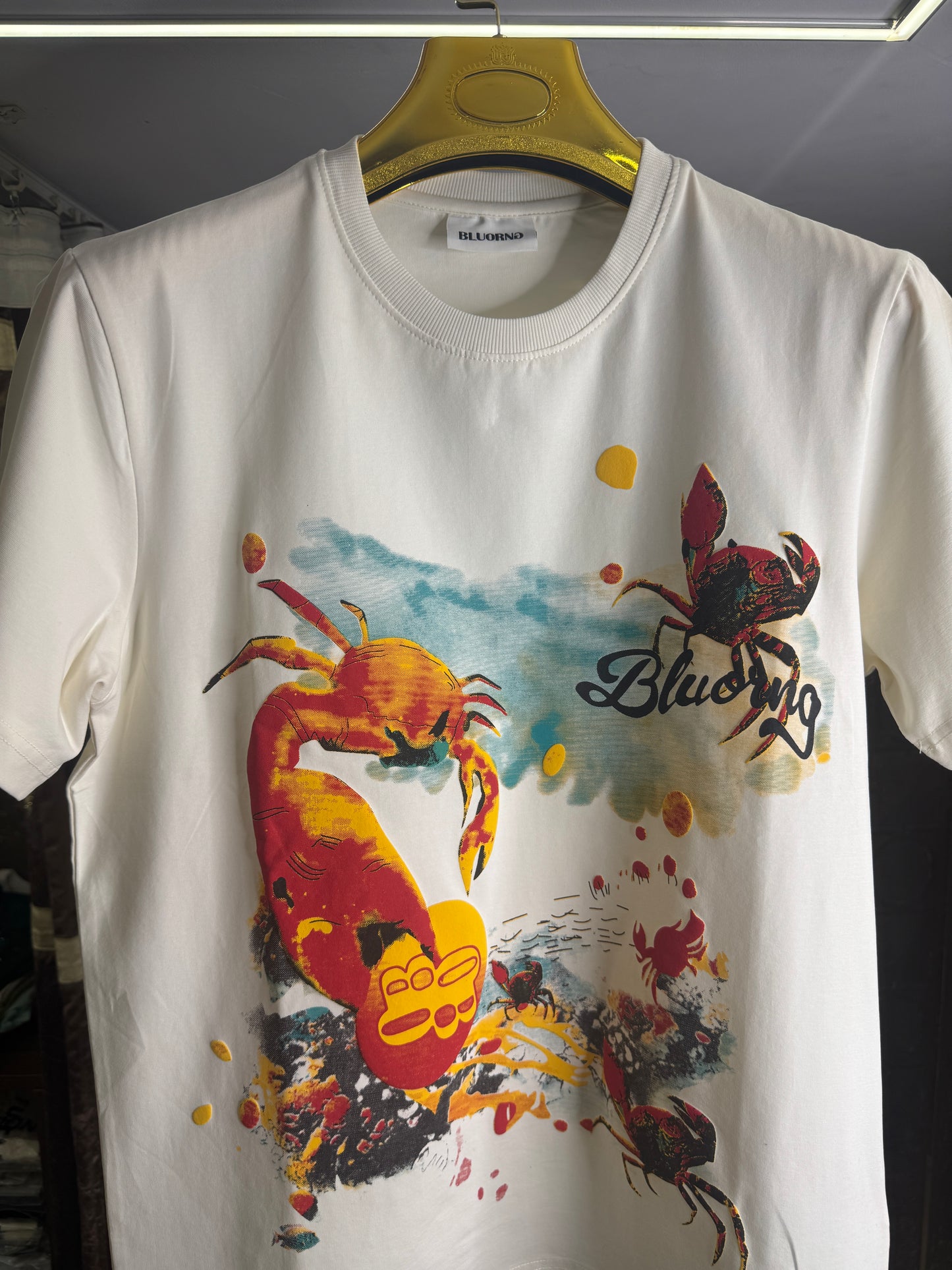 Deep Sea" 3D Textured Graphic Tee - Off-White Premium Cotton T-Shirt