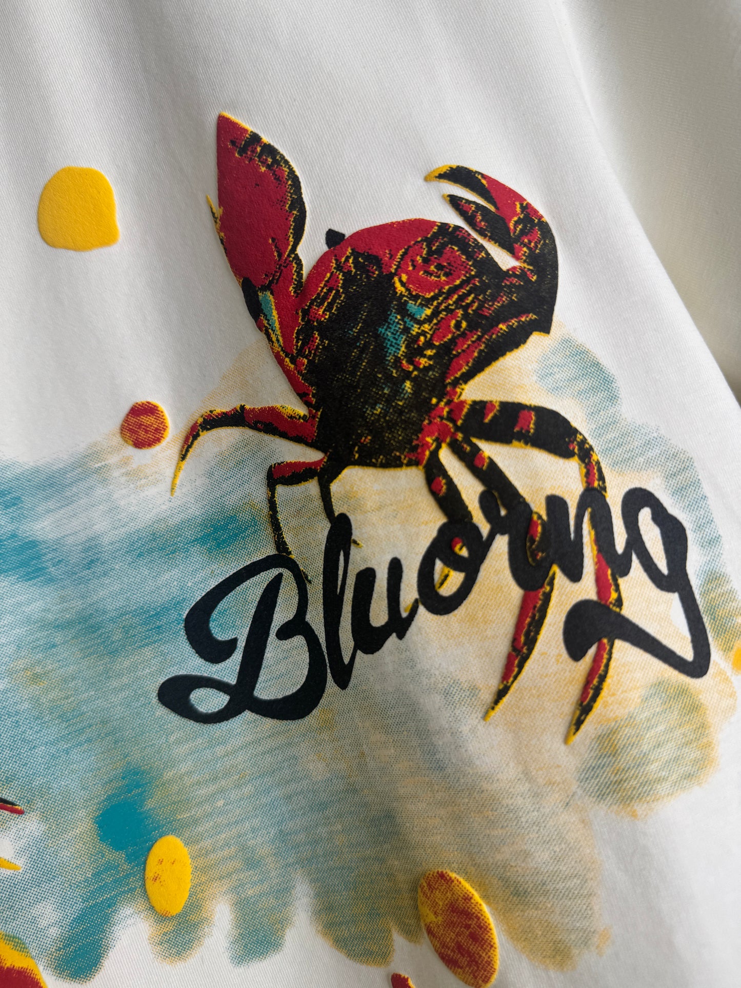 Deep Sea" 3D Textured Graphic Tee - Off-White Premium Cotton T-Shirt