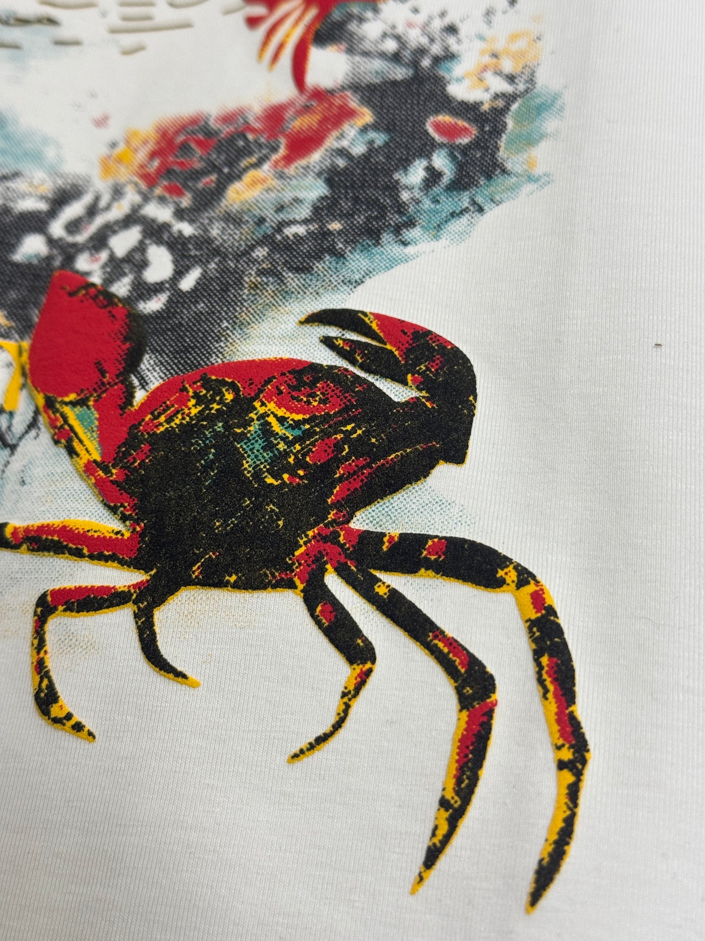 Deep Sea" 3D Textured Graphic Tee - Off-White Premium Cotton T-Shirt