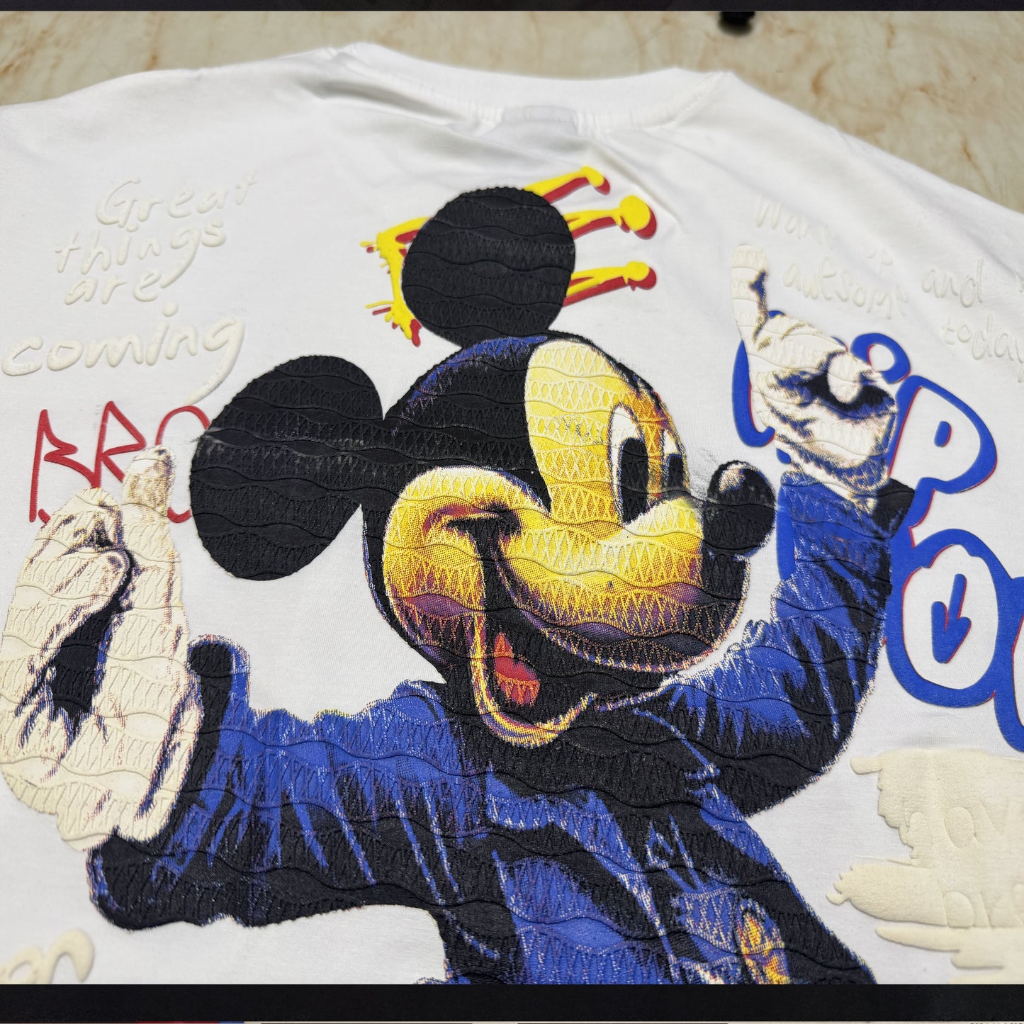 Premium Quality Mickey Mouse Graphic and puff printed- Cotton T-Shirt for Men