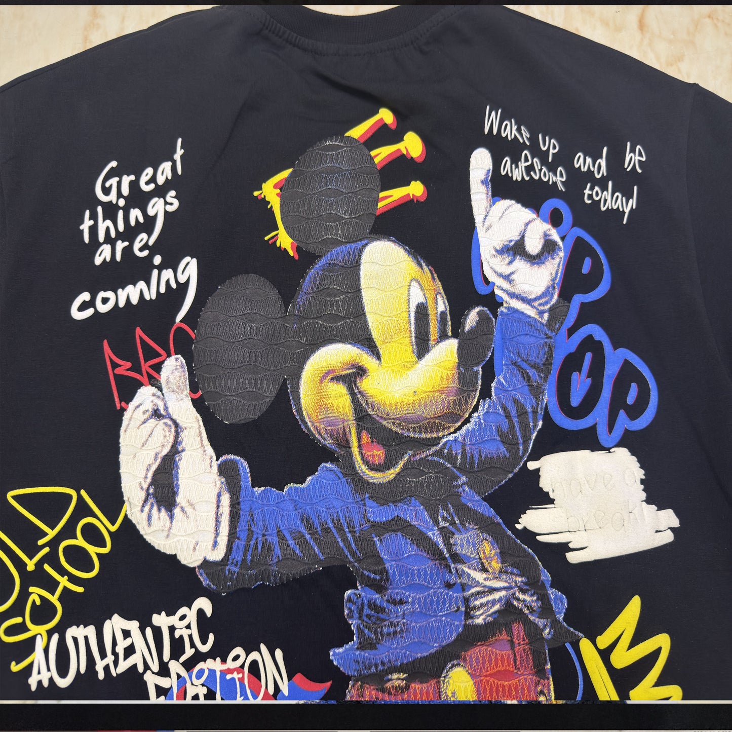 Premium Quality Mickey Mouse Graphic and puff printed- Cotton T-Shirt for Men