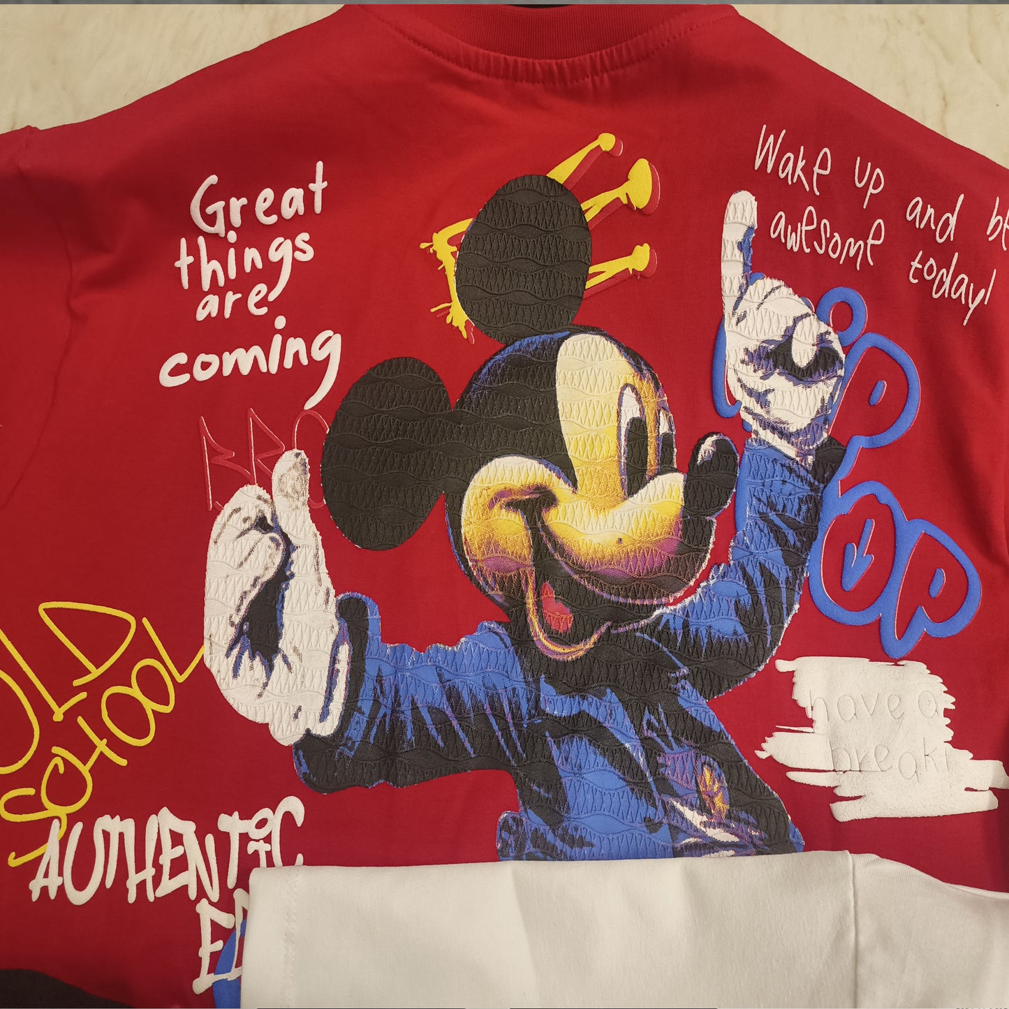 Premium Quality Mickey Mouse Graphic and puff printed- Cotton T-Shirt for Men