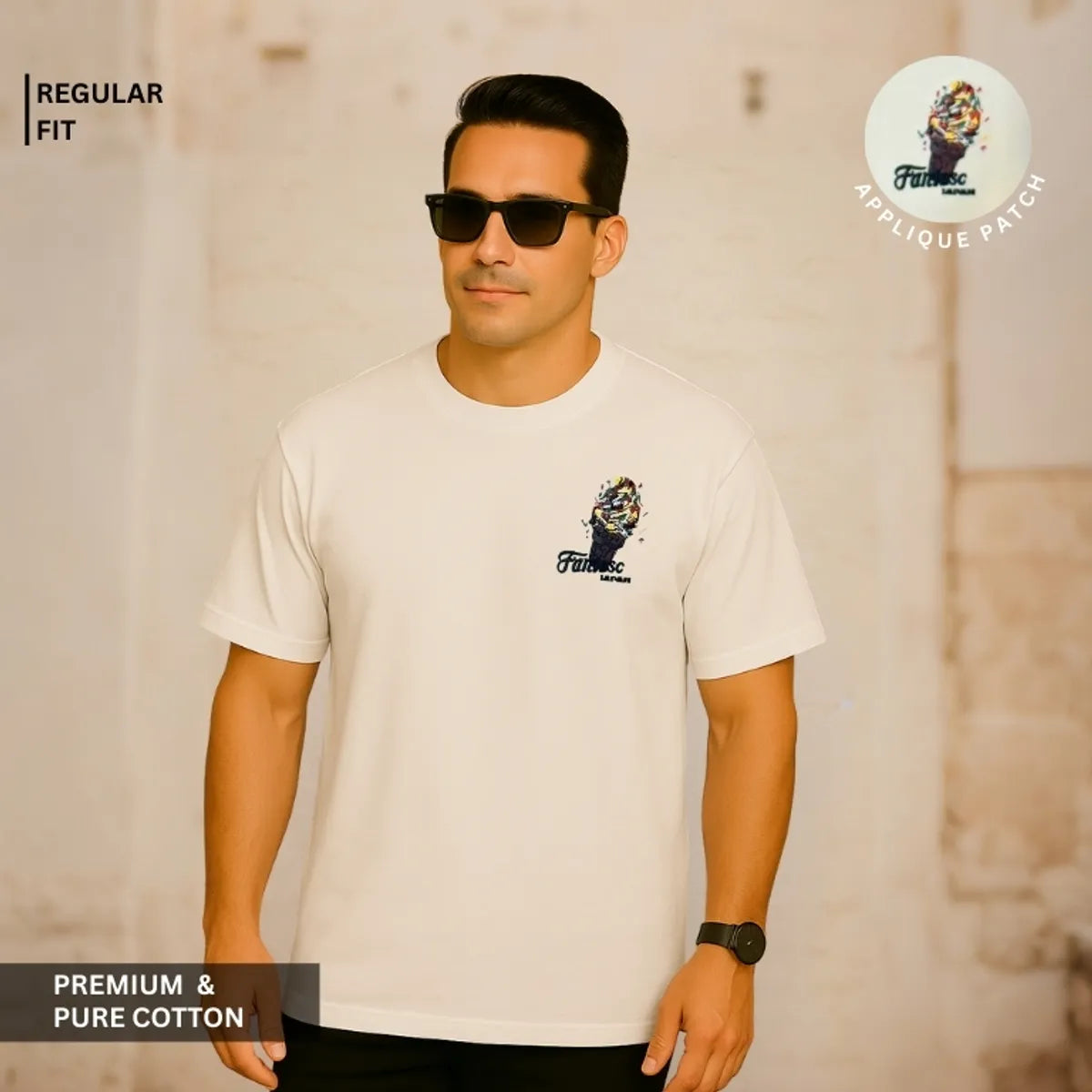 Purple Premium 100% Cotton Round Neck Embossed Pattern T-Shirt For Men