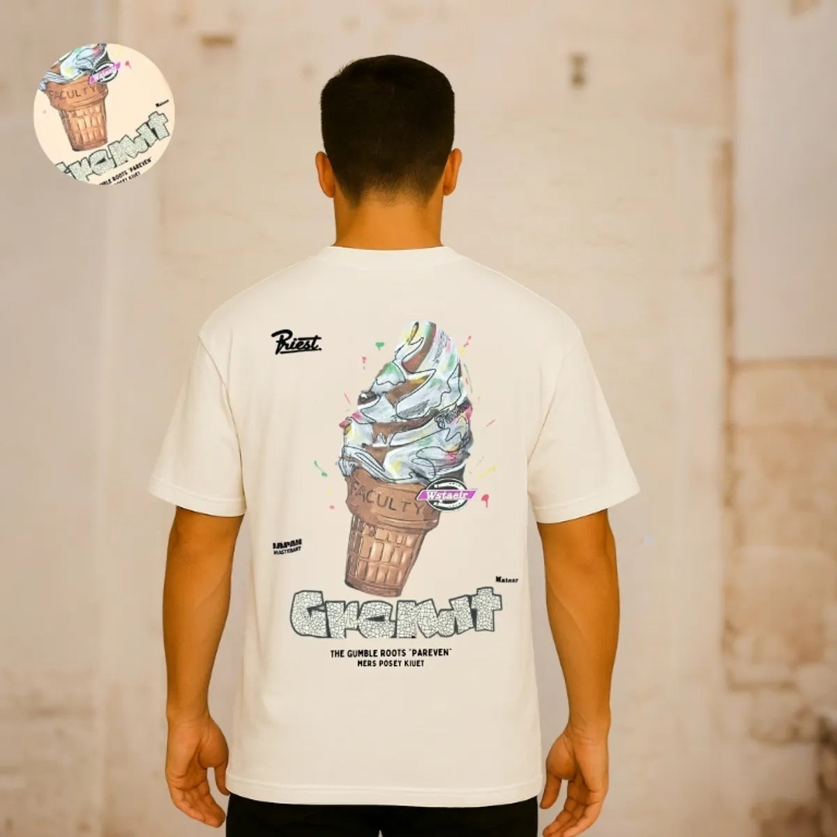 Purple Premium 100% Cotton Round Neck Embossed Pattern T-Shirt For Men