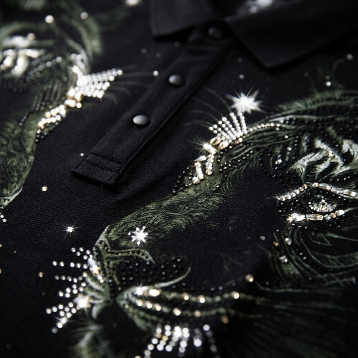 Twin Tiger Swarovski Polo T-Shirt