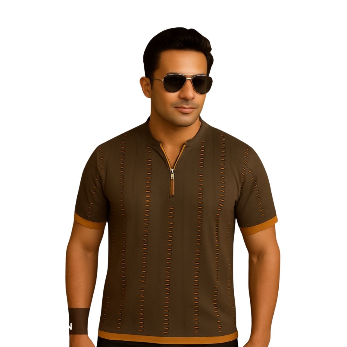 Premium 100% Cotton Rugged Zipper Round T-Shirt For Men