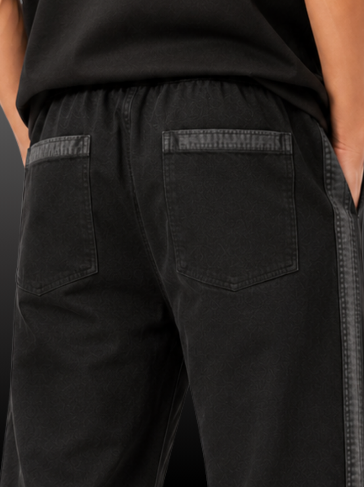  Denim Joggers with Side-Stripe
