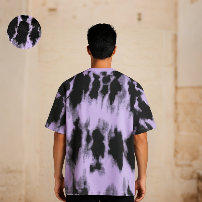 Men's Oversized Tie Dye T-Shirt - Streetwear Mint Green & Black Graphic Tee - Relaxed Fit Cotton Crew Neck Casual Summer Shirt