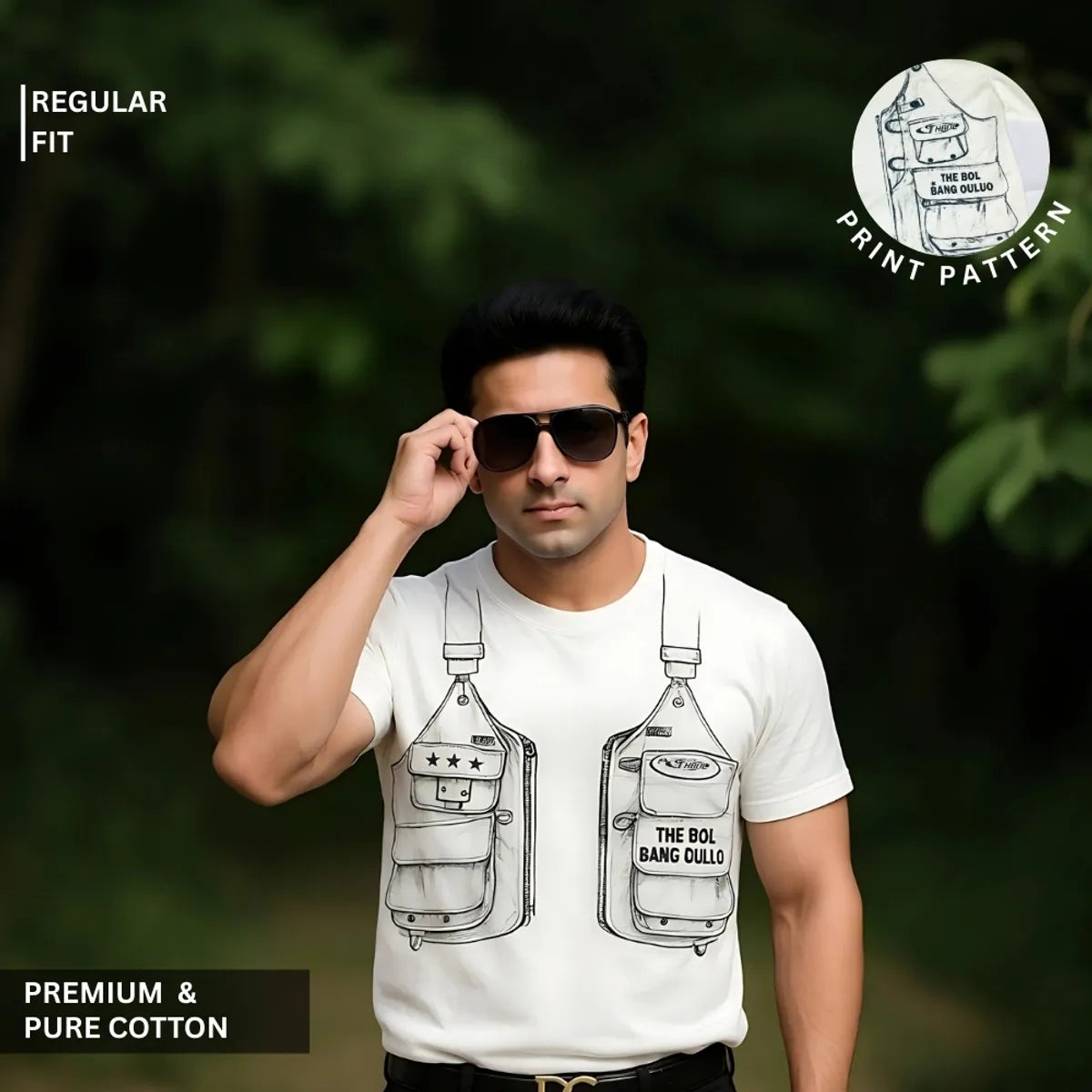 1224_Black Premium 100% Cotton Printed Round Neck T-Shirt For Men