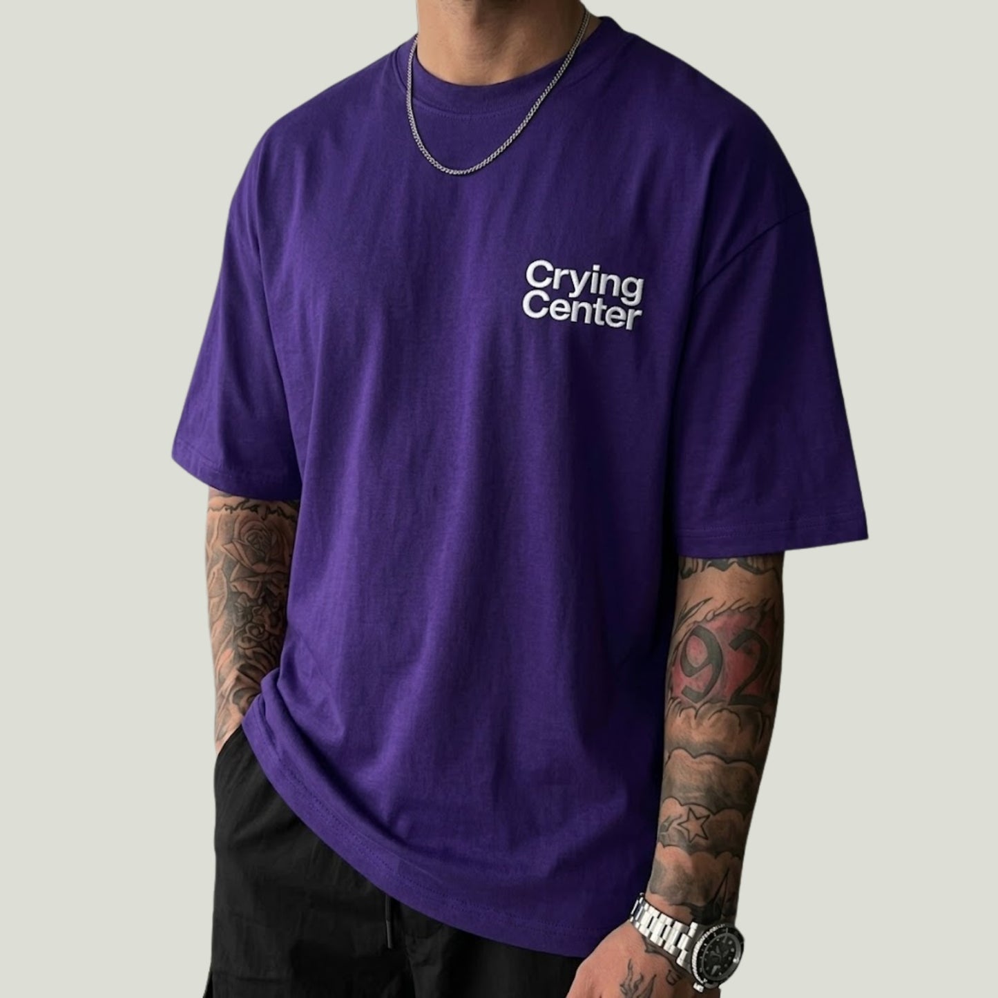 The "Crying Center" Signature Grape Oversized Tee The "Crying Center" Signature Grape Oversized Tee