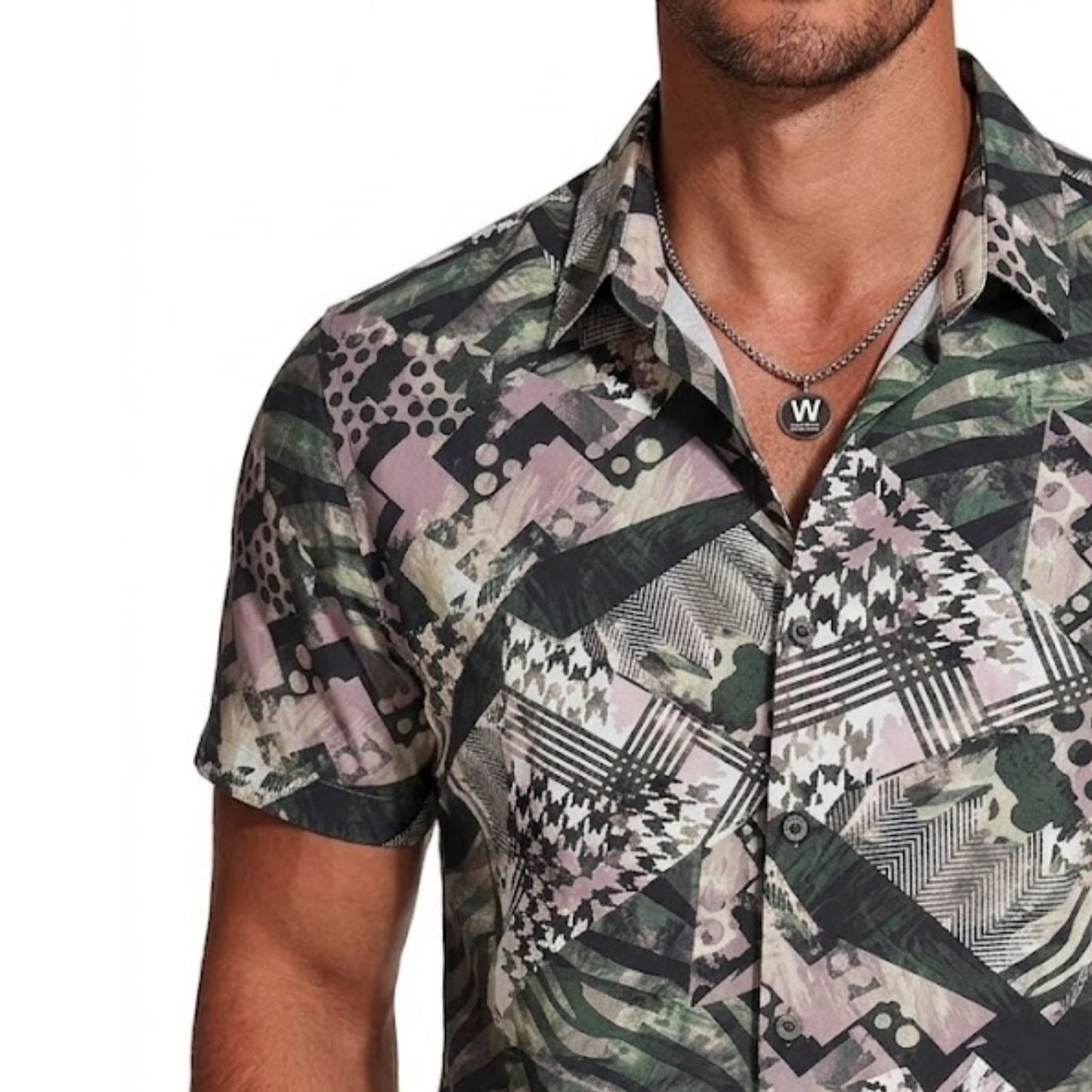 Men's Premium Multi-Pattern Patchwork Slim Fit Resort Shirt