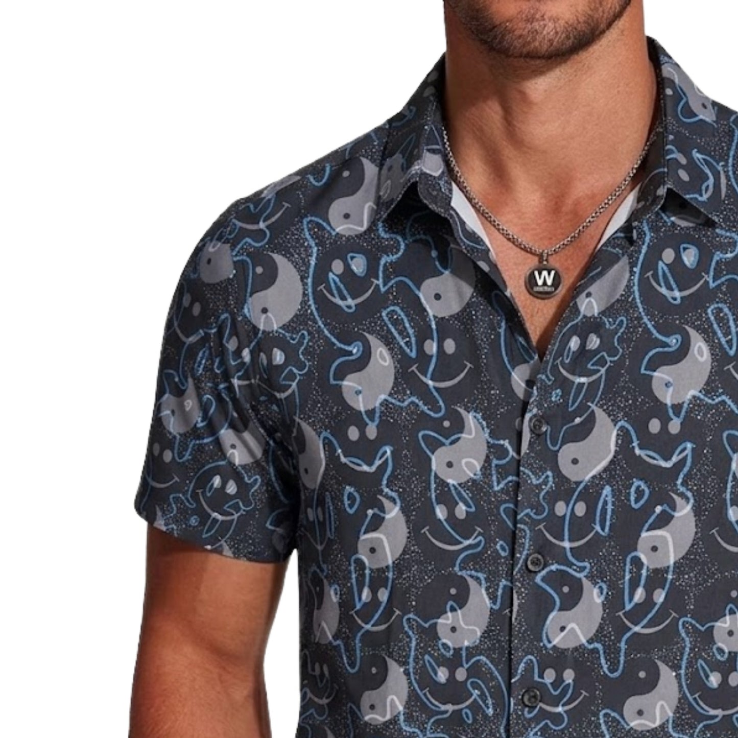 Men's Mauve-Grey Graphic Pop Art Casual Shirt