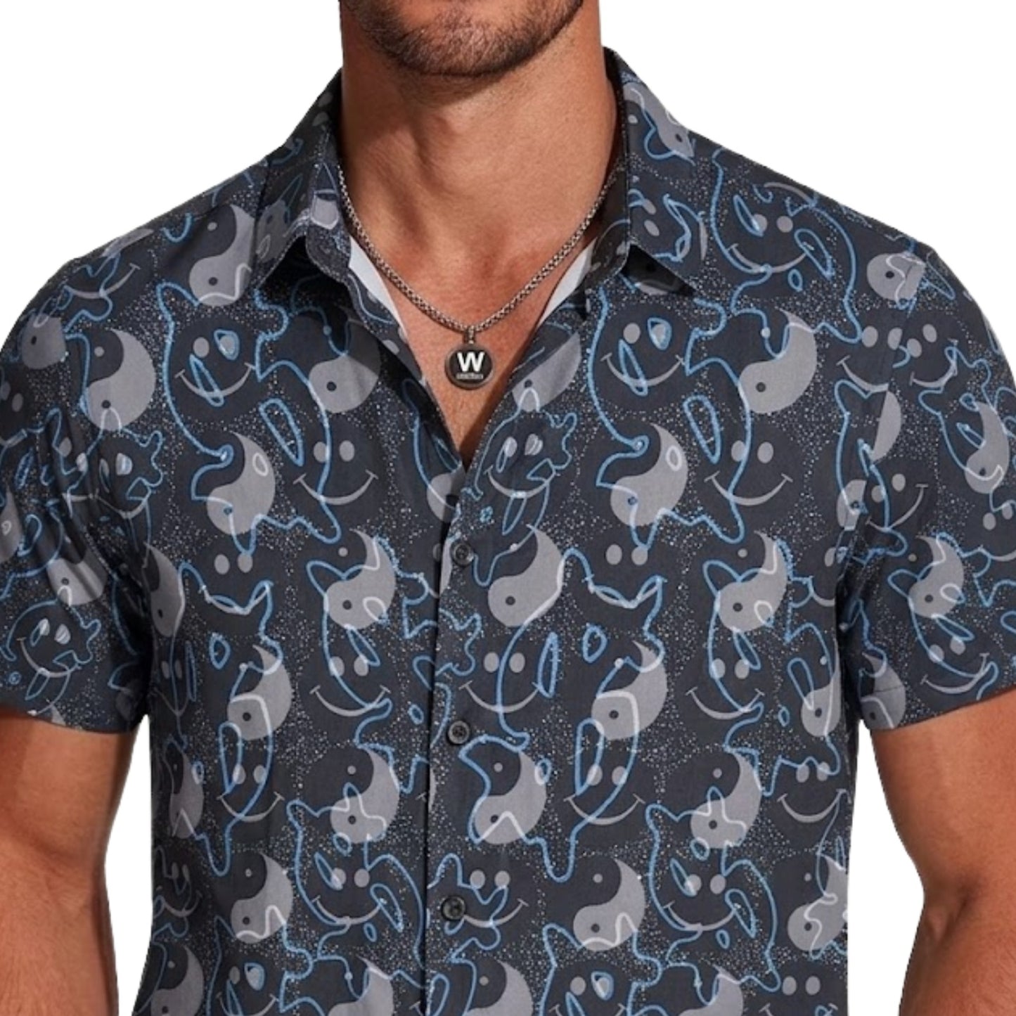 Men's Mauve-Grey Graphic Pop Art Casual Shirt