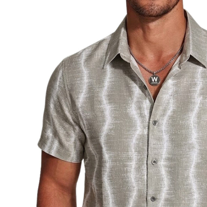Luxury Designer Inspired Kintsugi-Wave Short Sleeve Button-Down Men&