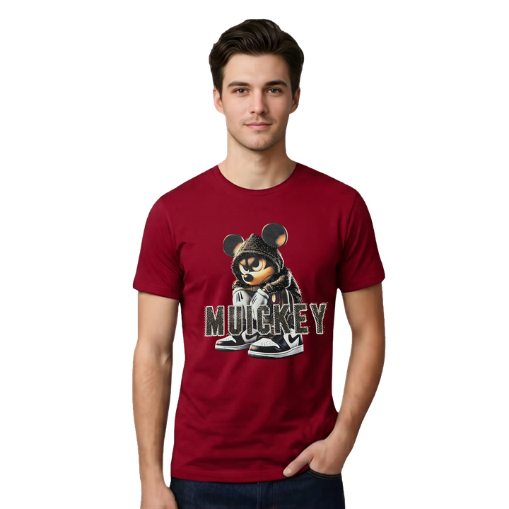 Muickey Rhinestone Graphic Print Cotton T-Shirt