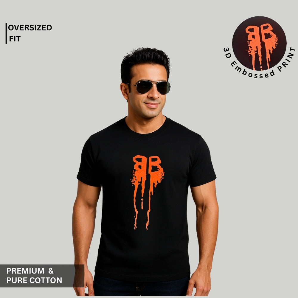 Premium 100% Cotton Round Neck Embossed Pattern T-Shirt For Men 35026